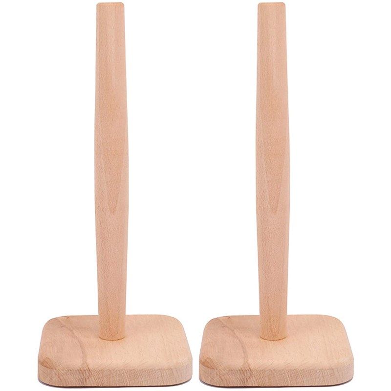2 Pcs Paper Towel Holder Wood Towel Stand Standing Towel Rac