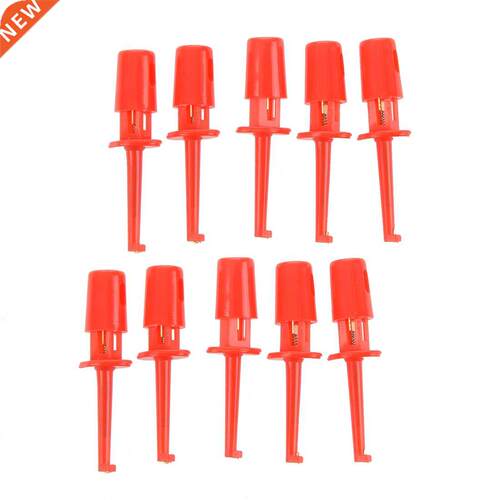 Red Multimeter Lead Wire Test Hooks Clip 10 Pcs