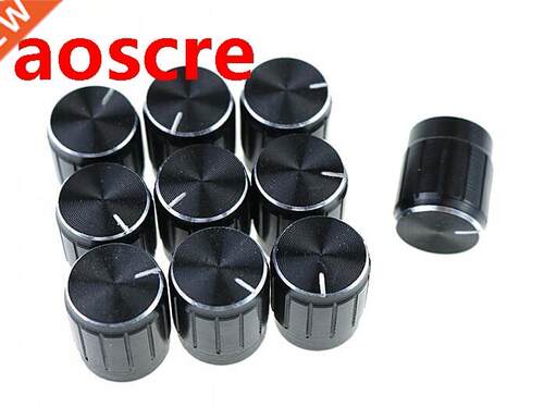 10Pcs Volume Control Rotary Knobs Black Aluminum Alloy Poten