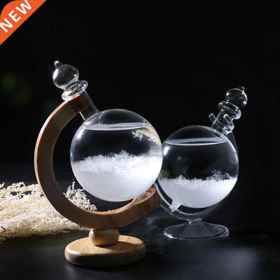 Globe Shaped Storm Glass Cloud Bottle with Base Weather Pred