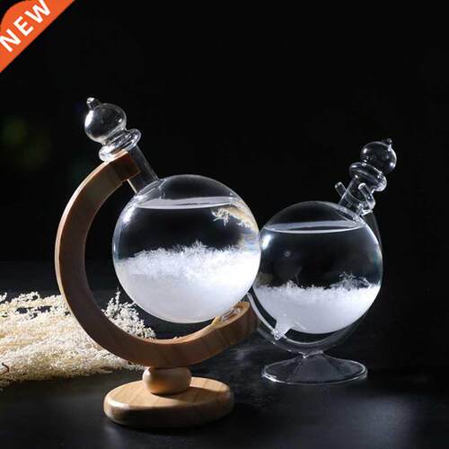 Globe Shaped Storm Glass Cloud Bottle with Base Weather Pred