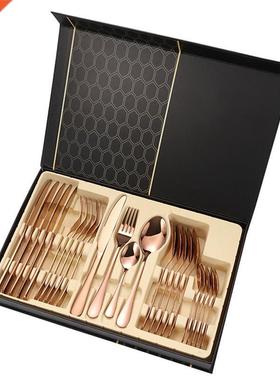 24pcs Dinnerware Set Stainless Steel Tableware Set Knife For