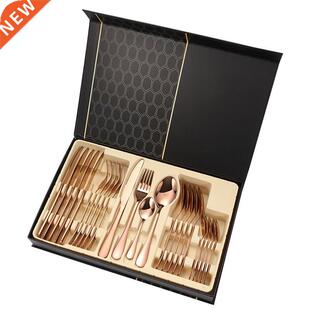 24pcs Dinnerware Set Stainless Steel Tableware Set Knife For