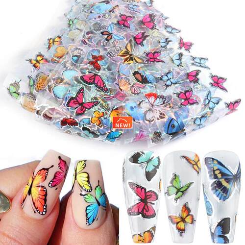 10pcs Butterfly Nail Foils Holographic Stickers for Nails