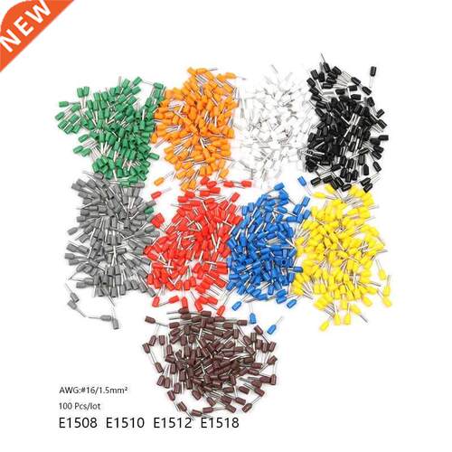100pcs E1508 E1510 E1512 E1518 Insulated Ferrules Terminal B