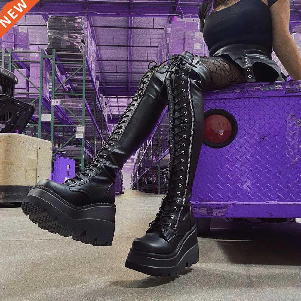 Brand Design Female Wedges High Heels Thigh High Boots Fashi