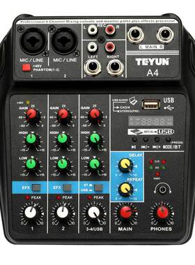 Mini Portable TU04 BT Sound Mixing Console with USB for DJ