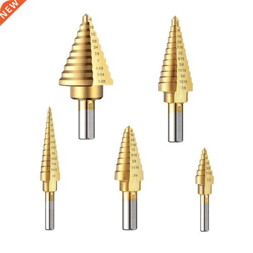 Step Drill Bit Set, Titanium Coated HSS Step Cone Drill Bits