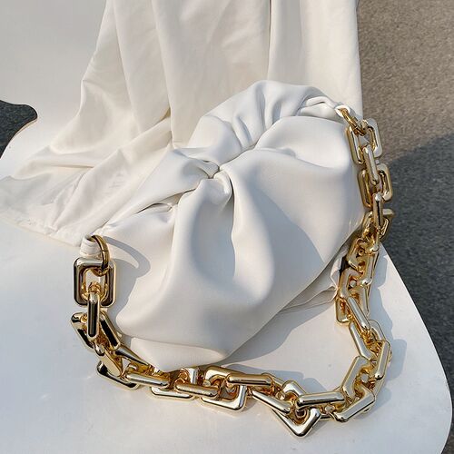 Solid Color Pleated Tote Bag 2021 Fashion New High-quality S