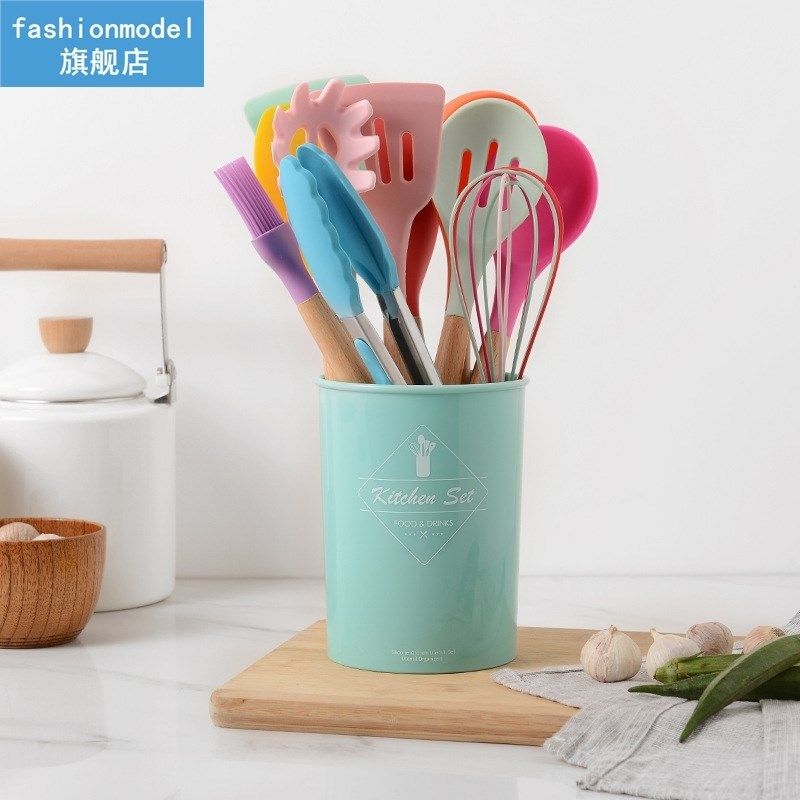 12Pcs Colorful Silicone Kitchenware Cooking Utensils Set Woo