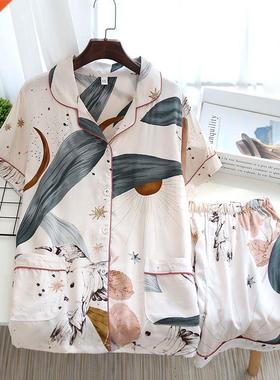 JULY'S SONG Viscose Women Pajamas Casual Turn-down Colla