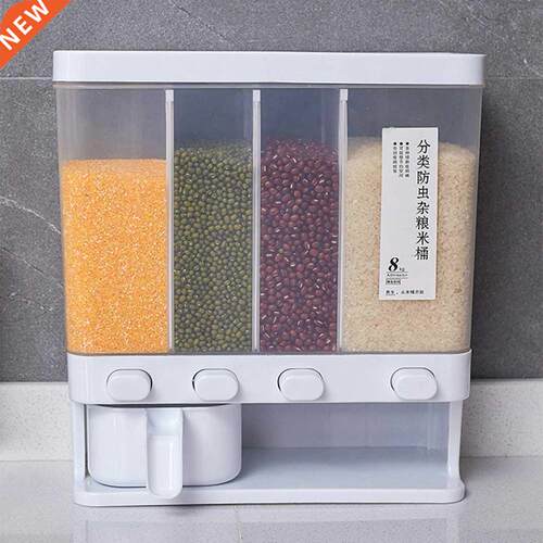 8L Seperated Food Grain Storage Box Home Kitchen Sealed Cans