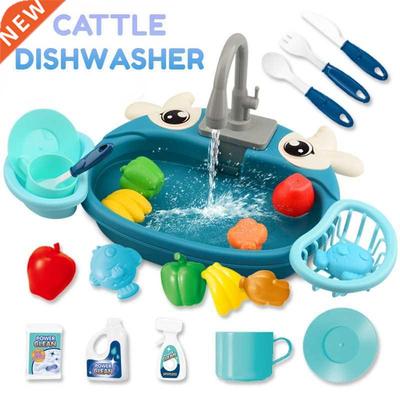 Kids Kitchen Toys Simulation Electric Dishwasher Pretend Pla