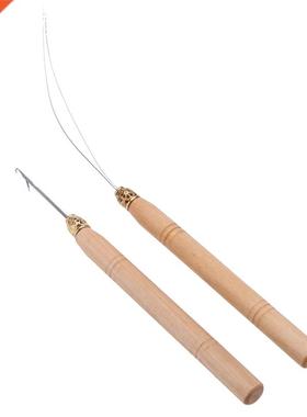 2Pcs Hair Extension Hook Pulling Tool Needle Threader Micro