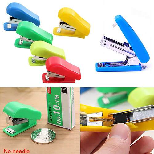 Random Color Stapler Solid Office Stationery Cute Mini Witho