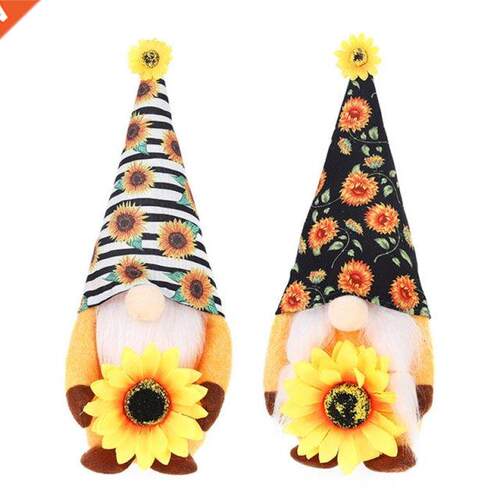 Sunflower Garden Gnome Summer Fall Farmhouse Tiered Tray Rus