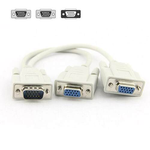 1 To 2 VGA SVGA Monitor Y Splitter Computer Cable Lead 15 Pi
