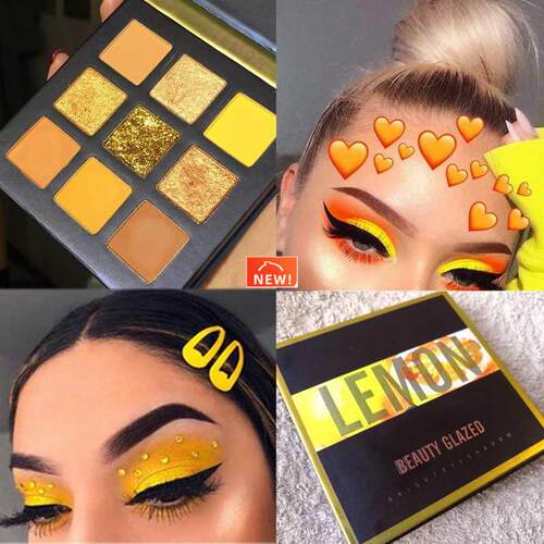 Beauty Glazed 9 Colors Eyeshadow Pallete Pink Yellow Glit Sh