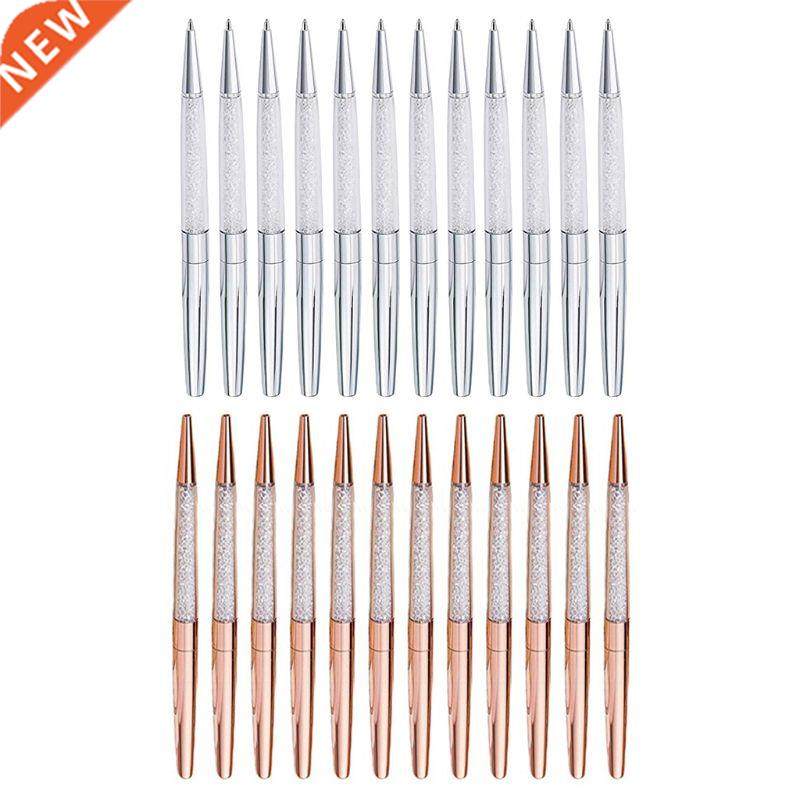 12Pcs/Lot Rose Gold /Silver Pen Diamond Pens Fine Black In