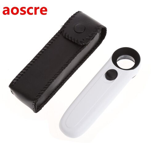 40X Handheld 2 LED Light Magnifier Reading Magnifying Glass