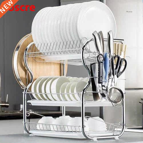 Multi-functional 3-Tier Dish Rack Kitchen Supplies Storage R