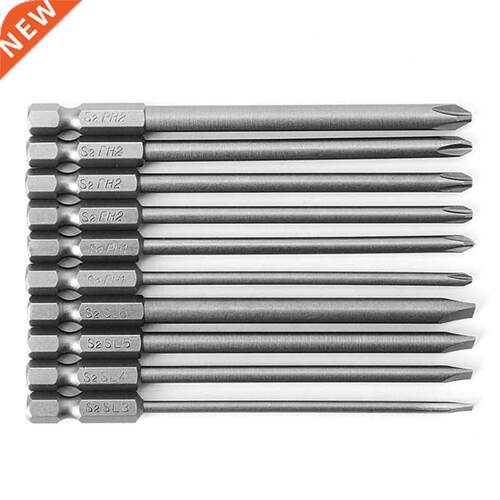 10 Pcs Slotted PH2 Screwdriver Bit S2 Steel 1/4 Hex Shank 10