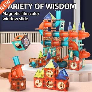 Kids Magnetic Building Blocks Sheet Slide Ball Magnet Blocks
