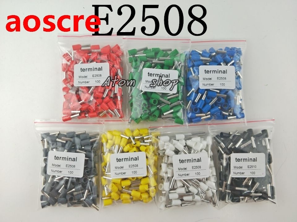 100pcs E2508 2.5mm2 INSULATED BOOTLACE FERRULE TERMINALS (Bl