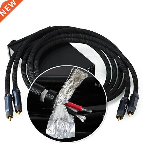 Hi-end 4N 99.99% Pure Silver RCA Cable 2 Cores HiFi Audio In