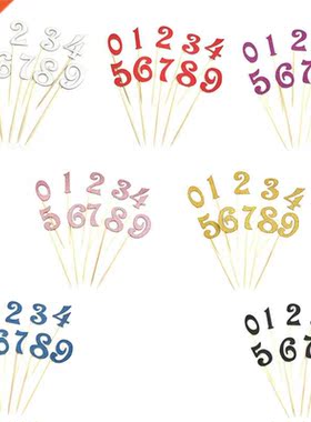10pcs/set (0-9 Number) Cake Toppers Number Pattern Birtay Ca