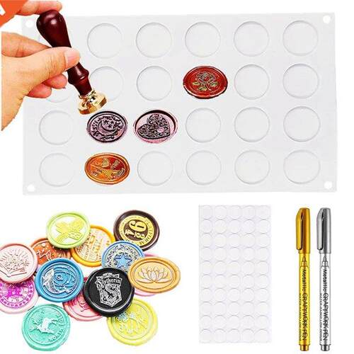 Silicone Craft Mat For Wax Seal Stamp,Wax Seal Kit 24-Cavity