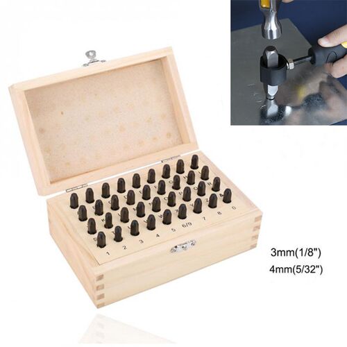 36Pcs Letter A-Z & 19 Stamps Punch Set Hardened Metal Wood L