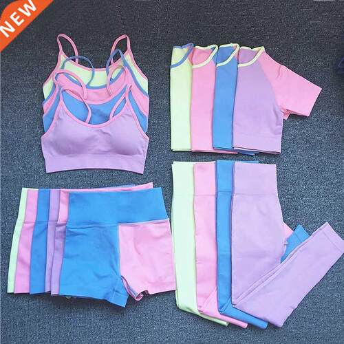 Seamless Patchwork Knit Thi Women Yoga Set Butt Lift Yoga