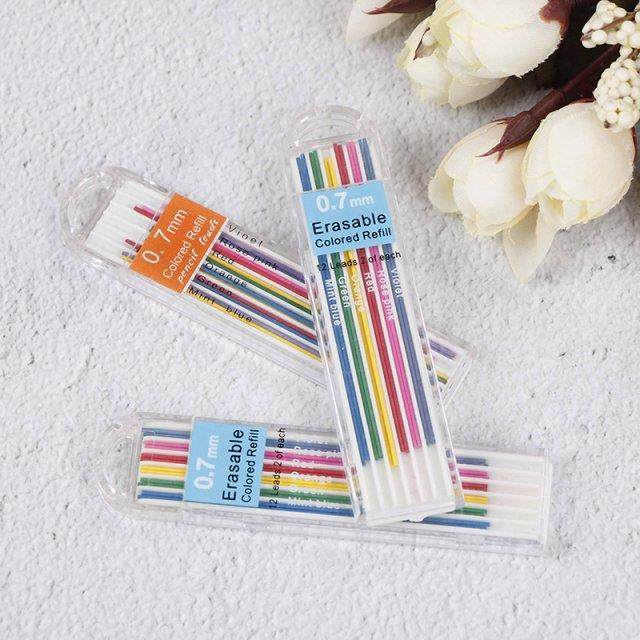 HOT 3 Boxes 0.7mm Colored Mechanical Pencil Refill Lead Eras
