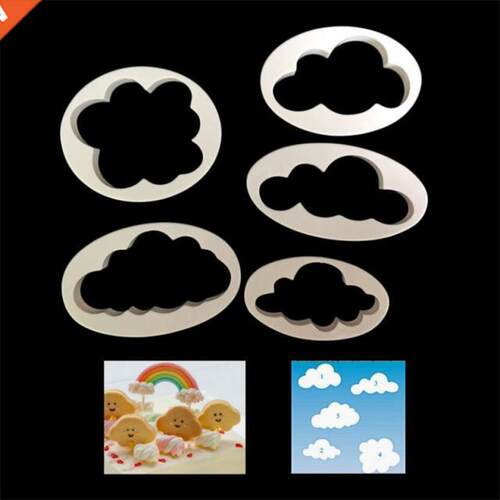 5PCS/lot Cloud Plastic Cookie Cutter Biscuit Stamp 3D Printe