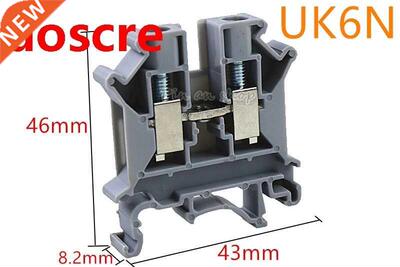 10Pcs Gray Plastic UK6N Screw Clipping Contact Terminal Bloc