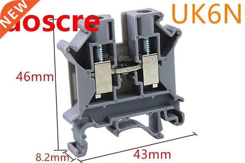 10Pcs Gray Plastic UK6N Screw Clipping Contact Terminal Bloc