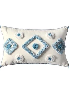 Nordic Throw Pillow Case Stripes Diamond Pattern Tufted Tass