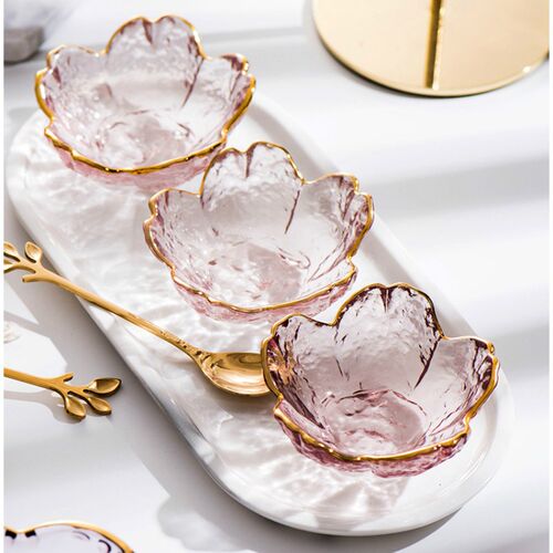 3pcs Nordic Tableware Gold Inlay Glass Sauce Bowl Japan