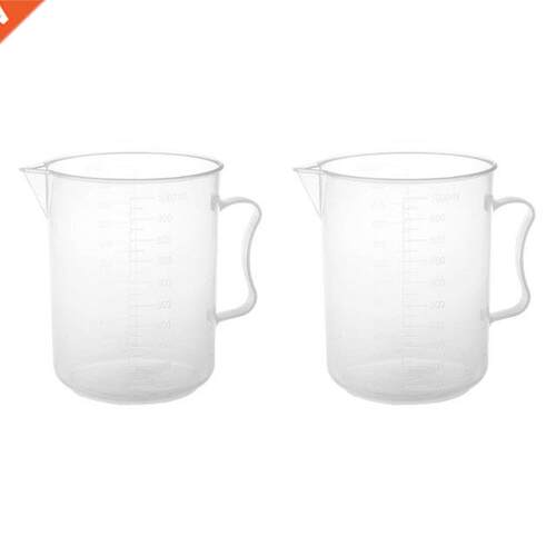 2X 1000Ml Transparent Graduated Beaker With Handle