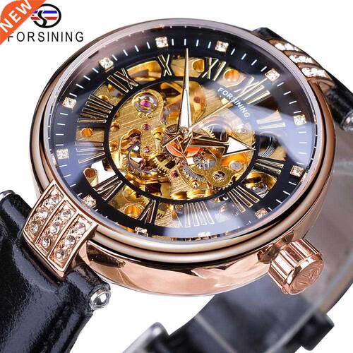Forsining 2019 Elegant Women Diamond Skeleton Display Desig