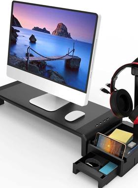 Monitor Stand with 4 USB Ports Adjustable Width, Laptop Desk