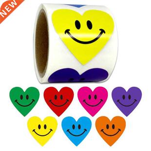 shape Stickers 38mm heart face emoticons sunny smile design