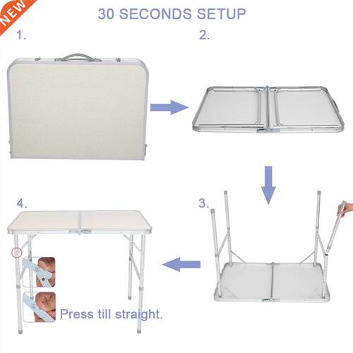 90 x 60 x 70cm Home Use Aluminum Alloy Folding Table White
