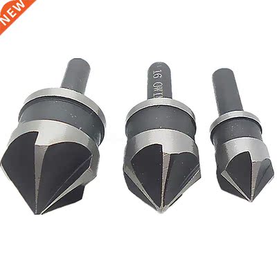 3pc 5 Flute Countersink Drill Bit Set 90 Degree Chamfer Cutt