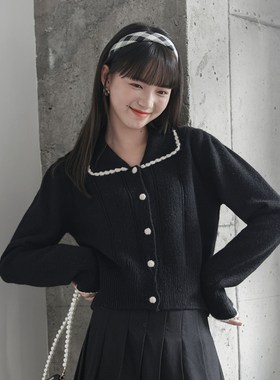 2021 autumn/winter new single breasted crochet short knit wa