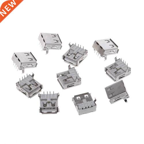 10 Pcs USB 2.0 Female Type-A 4 Pin Socket Connector 90 Degre