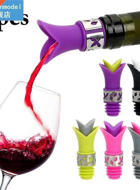 5pcs/set Wine Stopper Creative 2 In 1 Lily Shape Silicone Bo