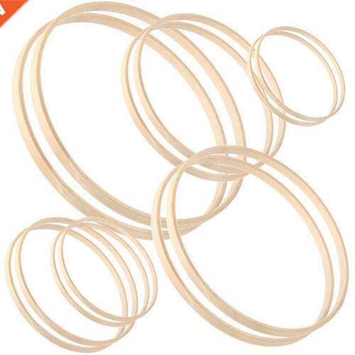 12 Pieces Wooden Bamboo Floral Hoop Set Macrame Craft Hoop R