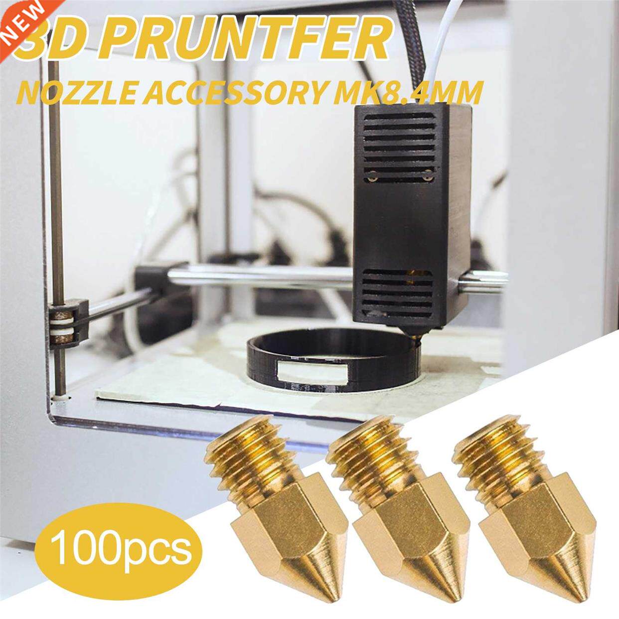 100Pcs D Printer Nozzle Accessory MK8 0.4mm 1.75 Consumable